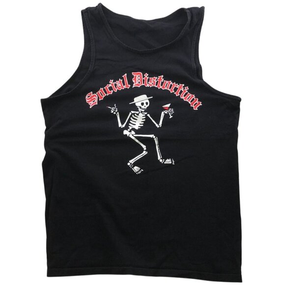 Social Distortion Mens Tank Top Small Black Graphic Top Skeleton Grunge Crew - Picture 1 of 6